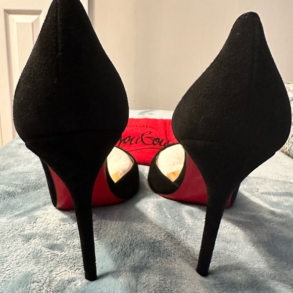 100% Authentic Christian Louboutin Black Suede Iriza Half d'Orsay Pumps - Picture 6 of 9